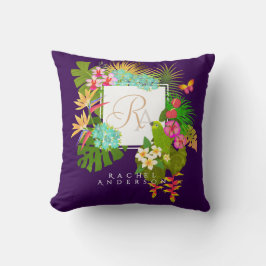 Tropical Garden Monogram Lila Kudde