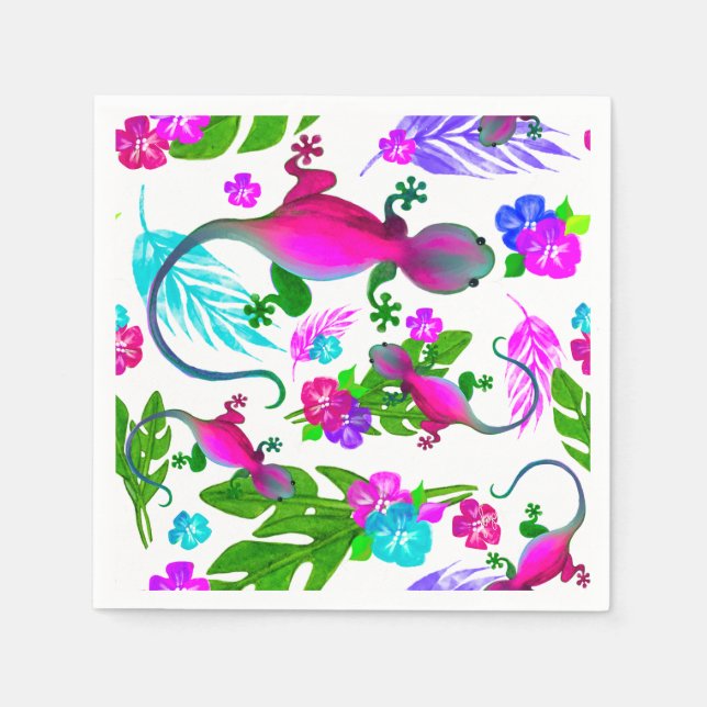 Tropical Geckos Napkins Pappersservett (Framsidan)