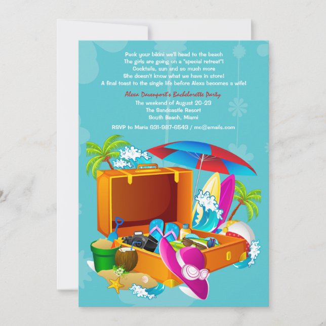 Tropical Get-Away Bachelorette Party bjudande in Inbjudningar (Framsida)