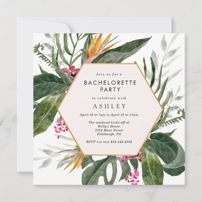 Tropical Getaway Bachelorette Party-inbjudan Inbjudningar (Framsida)