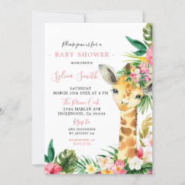 Tropical Giraffe Girl Baby Shower-inbjudan Inbjudningar