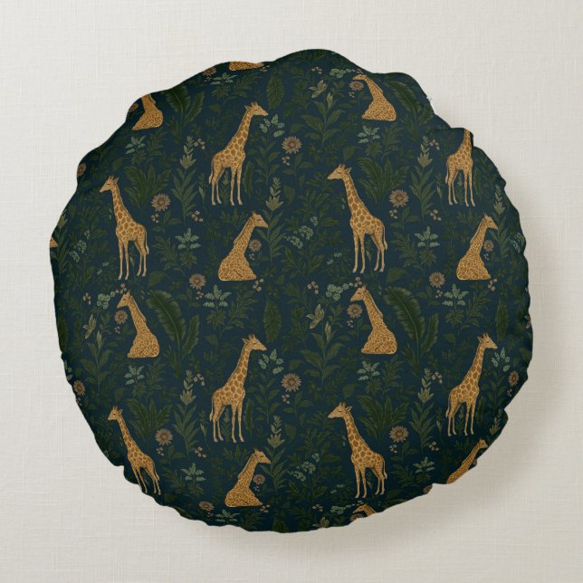 Tropical Giraffe Hangout Rund Kudde (Baksidan)