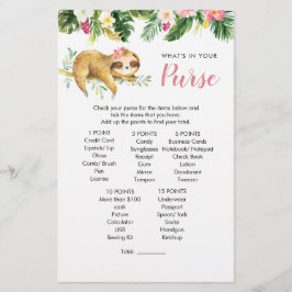 Tropical Girl Sloth Baby Shower Purwer Game