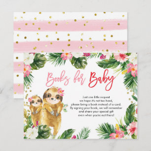 Tropical Girl Sloth Bokar för Baby Card Inbjudan Vykort