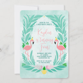 Tropical Girls Flamingo - Flamingle Födelsedagsfes Inbjudningar