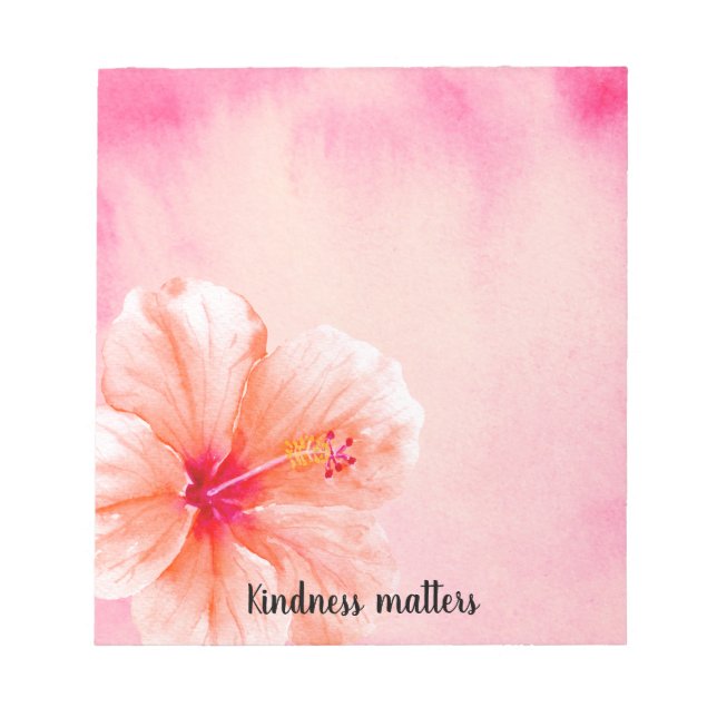 Tropical Girly Rosa Peach Hibiscus Flower Anteckningsblock (Framsida)