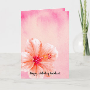 Tropical Girly Rosa Peach Hibiscus Flower Kort