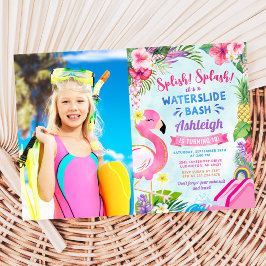 Tropical Girly Waterdiag Birthday Photo Inbjudningar