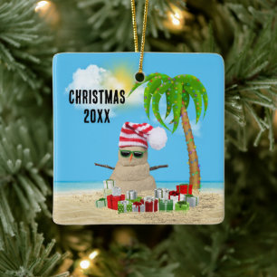 Tropical Glad helg Sand Man Julgransprydnad Keramik