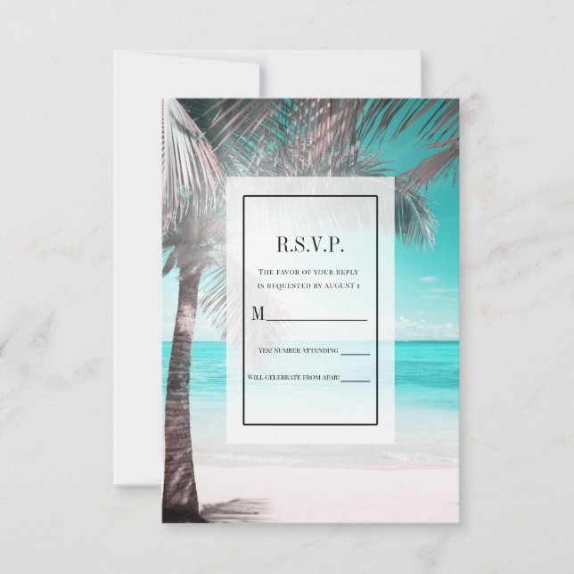 Tropical Glam Rosa Aqua Blue Beach Handflatan OSA  Inbjudningar (Framsida)
