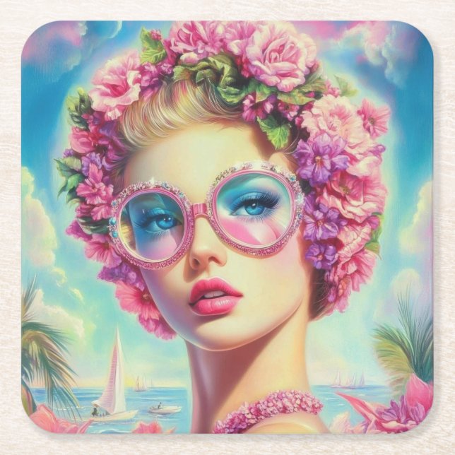 Tropical Glamor Queen Underlägg Papper Kvadrat (Framsidan)