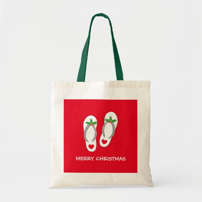 Tropical God Jul strand flip flops shoppingväska Tygkasse (Framsidan)