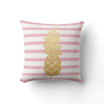Tropical Gold Ananas | Rosa Ränder Mönster