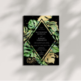 Tropical Golden Foliage Wedding bjudande Inbjudningar
