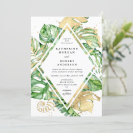 Tropical Golden Foliage Wedding bjudande Inbjudningar