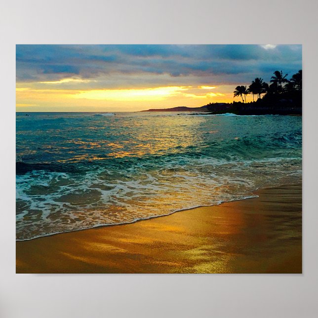 Tropical Golden Hawaiian Beach Poster (Framsidan)