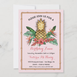 Tropical Golden Pineapple Luau Party Inbjudningar