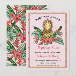 Tropical Golden Pineapple Luau Party Inbjudningar