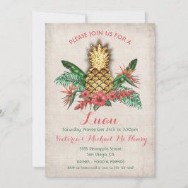 Tropical Golden Pineapple Luau Party Inbjudningar
