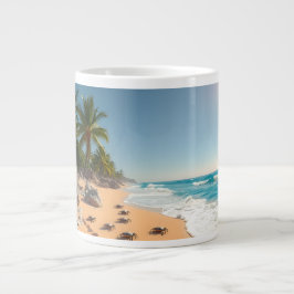 Tropical Golden Shell Beach Chic Jumbo Mugg