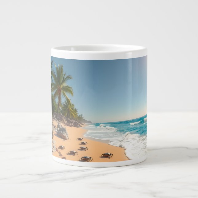 Tropical Golden Shell Beach Chic Jumbo Mugg (Framsidan)