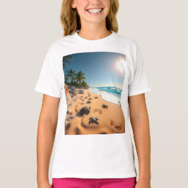Tropical Golden Shell Beach Chic T Shirt