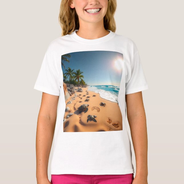 Tropical Golden Shell Beach Chic T Shirt (Framsida)