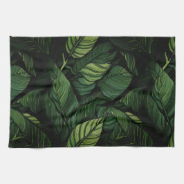 Tropical Green Leaves  Housewarming Gift Kökshandduk