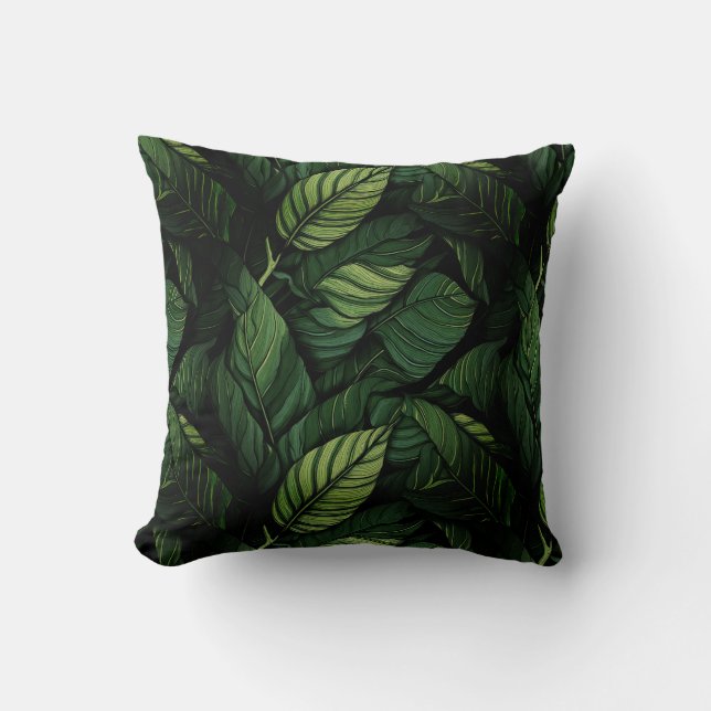 Tropical Green Leaves  Housewarming Gift Kudde (Framsida)