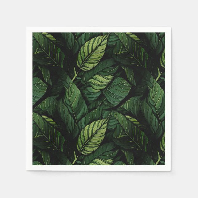 Tropical Green Leaves  Housewarming Gift Pappersservett (Framsidan)