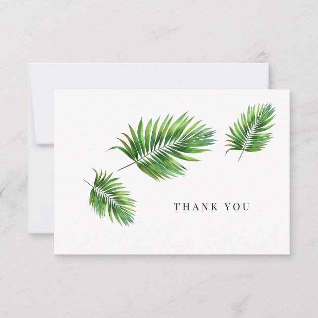 Tropical Greenery Begravning Sorg Tack Kort  (Framsida)