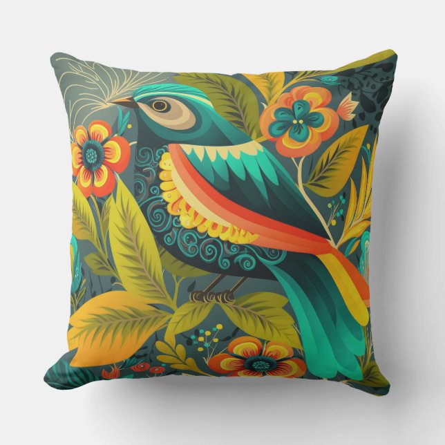 Tropical Greenery Bird Porch och Patio Kudde (Framsida)