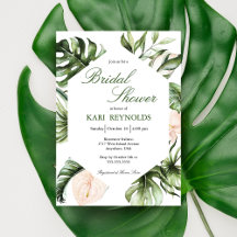 Tropical Greenery Blommigt Inbjudningskort för möh