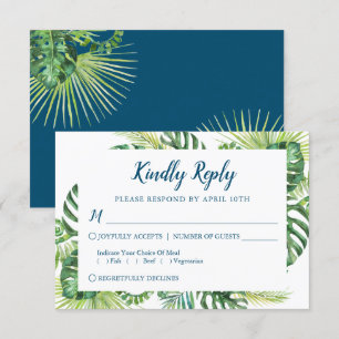 Tropical Greenery Blue Beach Wedding OSA kort