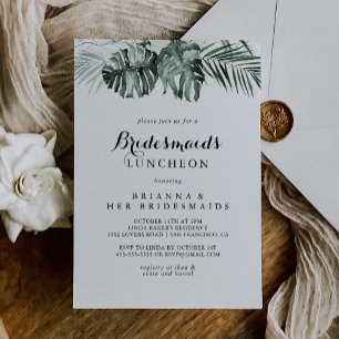 Tropical Greenery Bridesmaids Luncheon Shower Inbjudningar