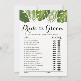 Tropical Greenery Brud eller Brudgum spel redigerb Inbjudningar