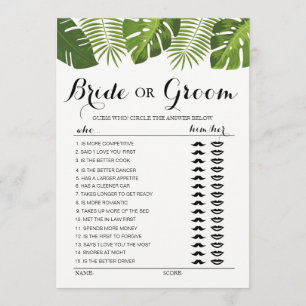 Tropical Greenery Brud eller Brudgum spel redigerb Inbjudningar