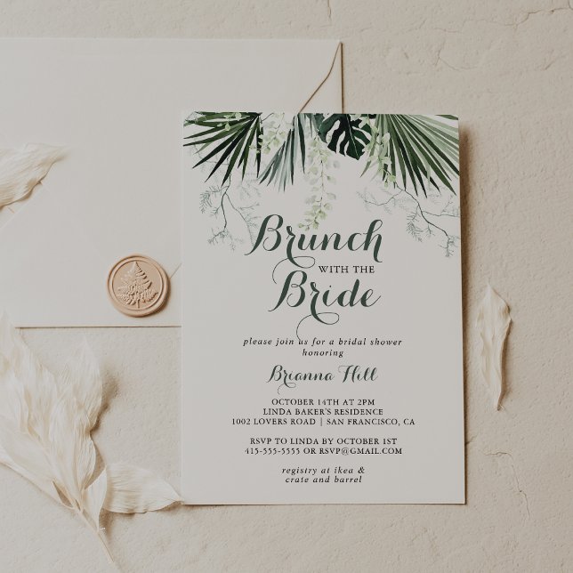 Tropical Greenery Brunch med Bride Shower Inbjudningar (Skapare uppladdad)