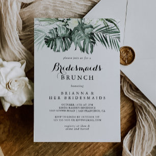 Tropical Greenery Brunch med Bride Shower Inbjudningar