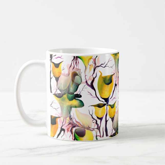 Tropical Greenery Fairyland Watercolor Plants Kaffemugg (Vänster)