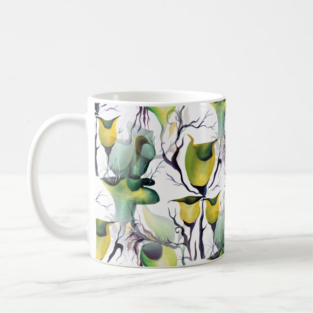 Tropical Greenery Fairyland Watercolor Plants Kaffemugg (Vänster)