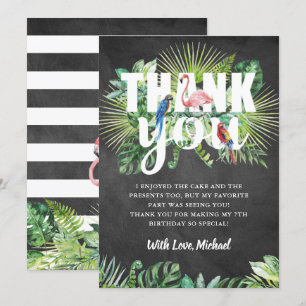 Tropical Greenery Flamingo Black White Chalkboard Tack Kort