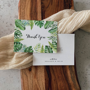 Tropical Greenery Flat Bröllop Tack Kort
