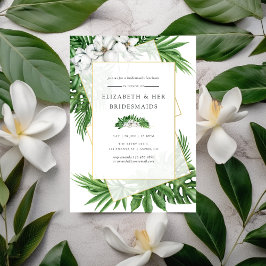Tropical Greenery Geometric Bridesmaids Luncheon Inbjudningar