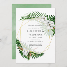 Tropical Greenery Geometric Förlovningsfest Inbjudningar