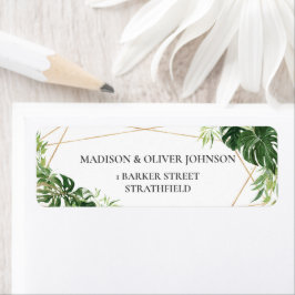 Tropical Greenery Geometric Return Address Label Returadress Etikett