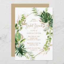 Tropical Greenery Guld Geometric Möhippa Brunch