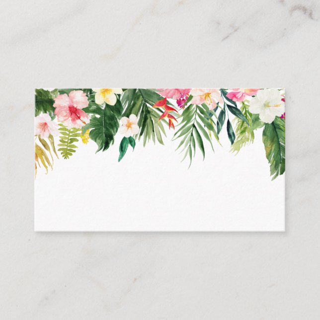 Tropical Greenery och Flowers Bröllop Placeringskort (Framsida)