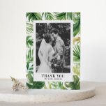 Tropical Greenery Ram Photo Bröllop Tack Kort<br><div class="desc">Gratulera till glädjen i din speciella dag och uttrycka din tacksamhet med anpassadet fotot, bröllop tack, du har ett kort med levande tropisk grön vattenfärg. Detta tack är perfekt för sommaren och tropiskt bröllop. Fototacket som du visar illustrerar på ett vackert sätt vattenfärgen tropiska grey ram. Anpassa kortet med ditt...</div>