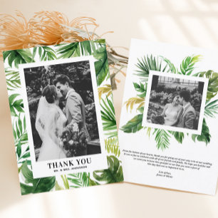 Tropical Greenery Ram Photo Bröllop Tack Kort